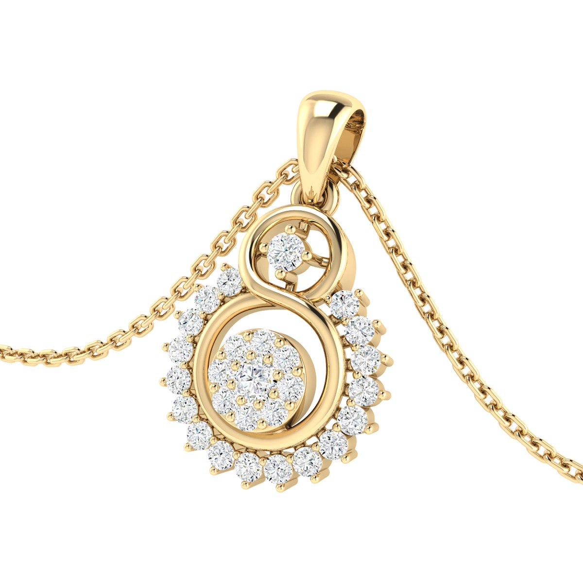 18K Gold Luna Diamond Pendant with Chain