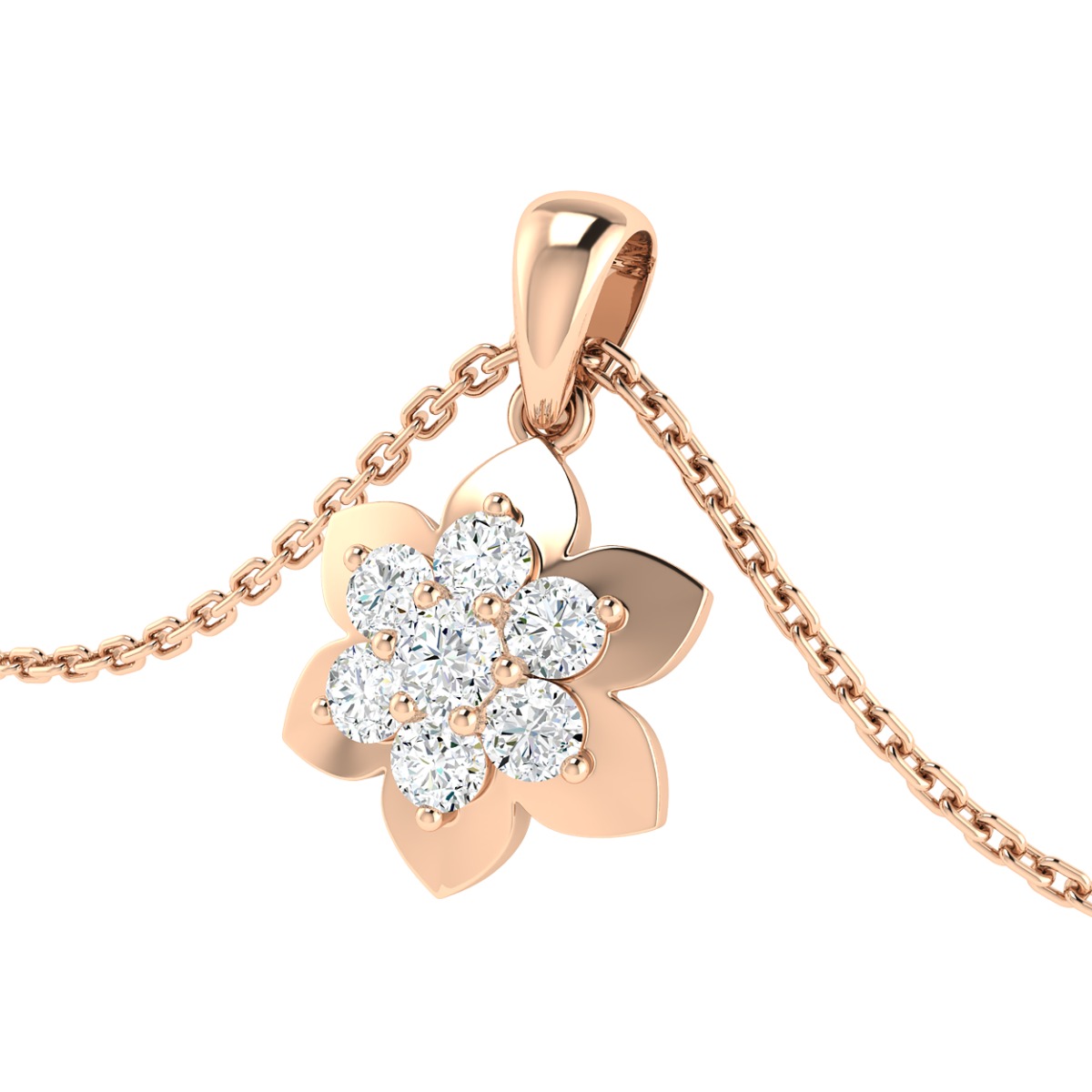 18K Gold Iris Diamond Pendant with Chain