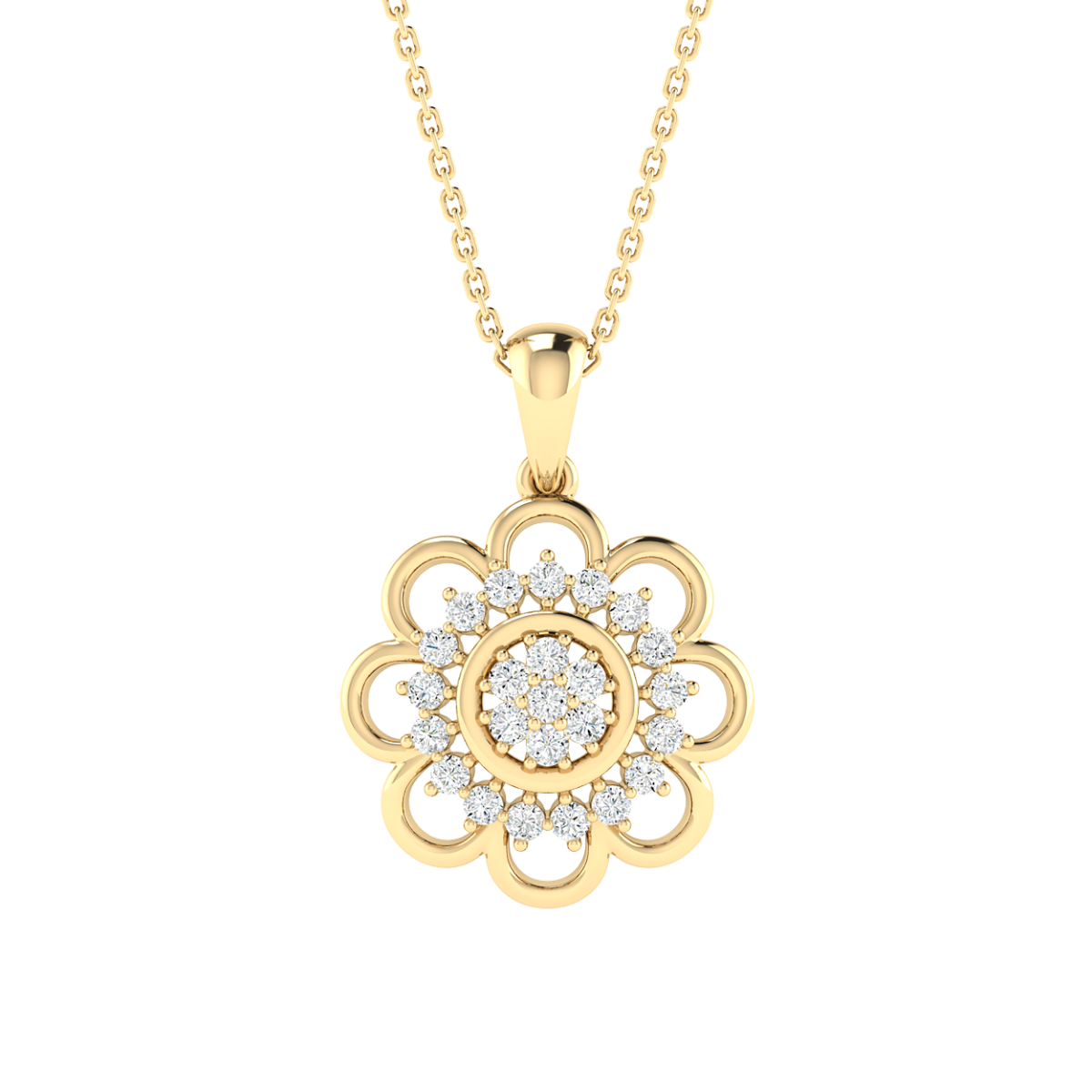 18K Gold Solar Grace Diamond Pendant with Chain