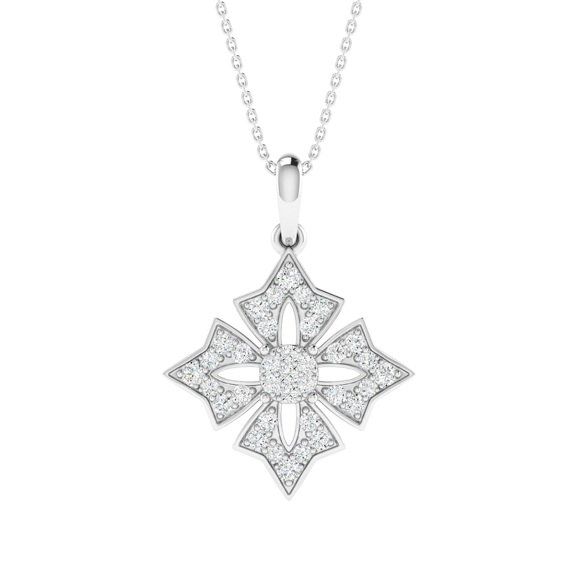 18K Gold Regal Petal Diamond Pendant with Chain