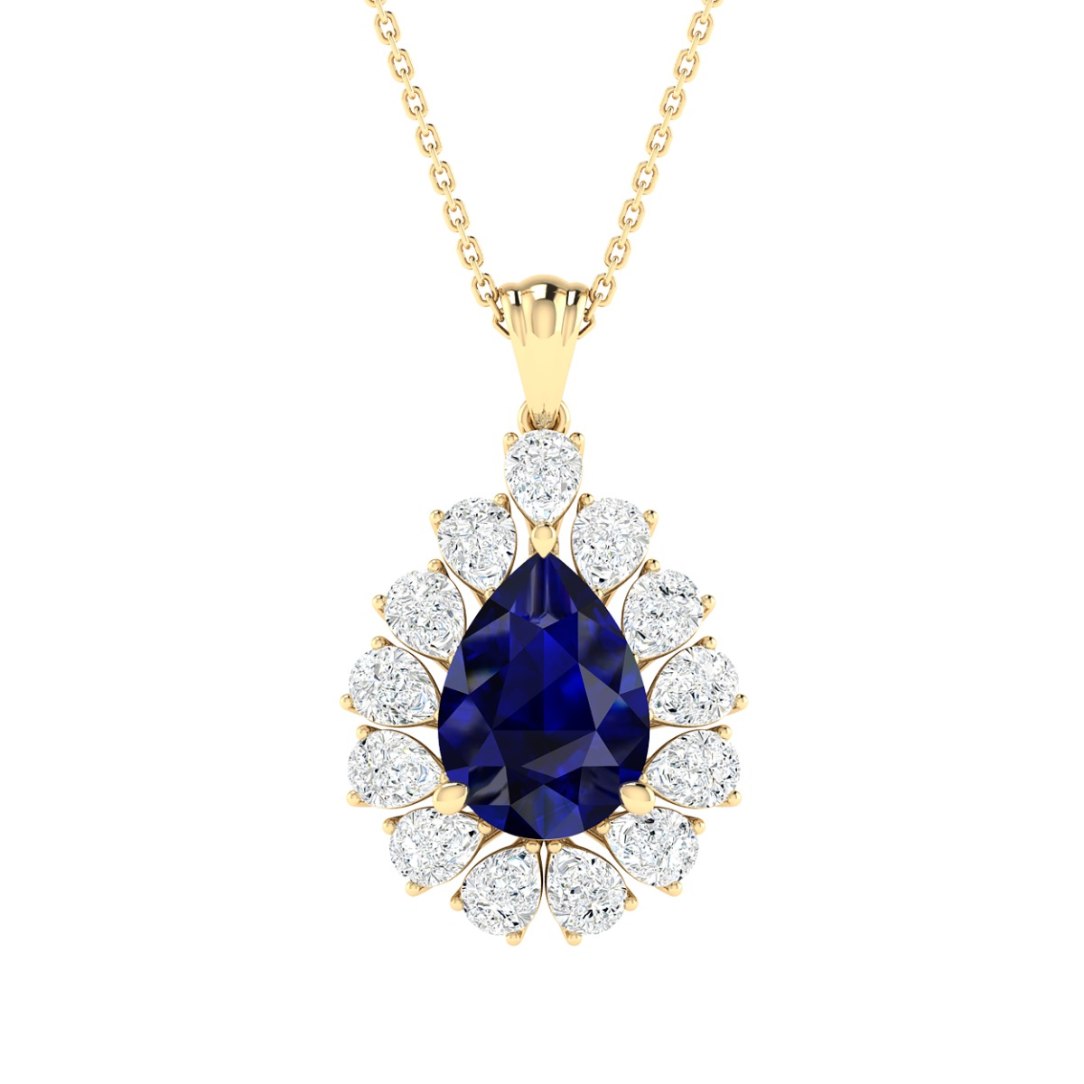 18K Gold Sapphire Glow Pendant with Lab-Grown Diamonds
