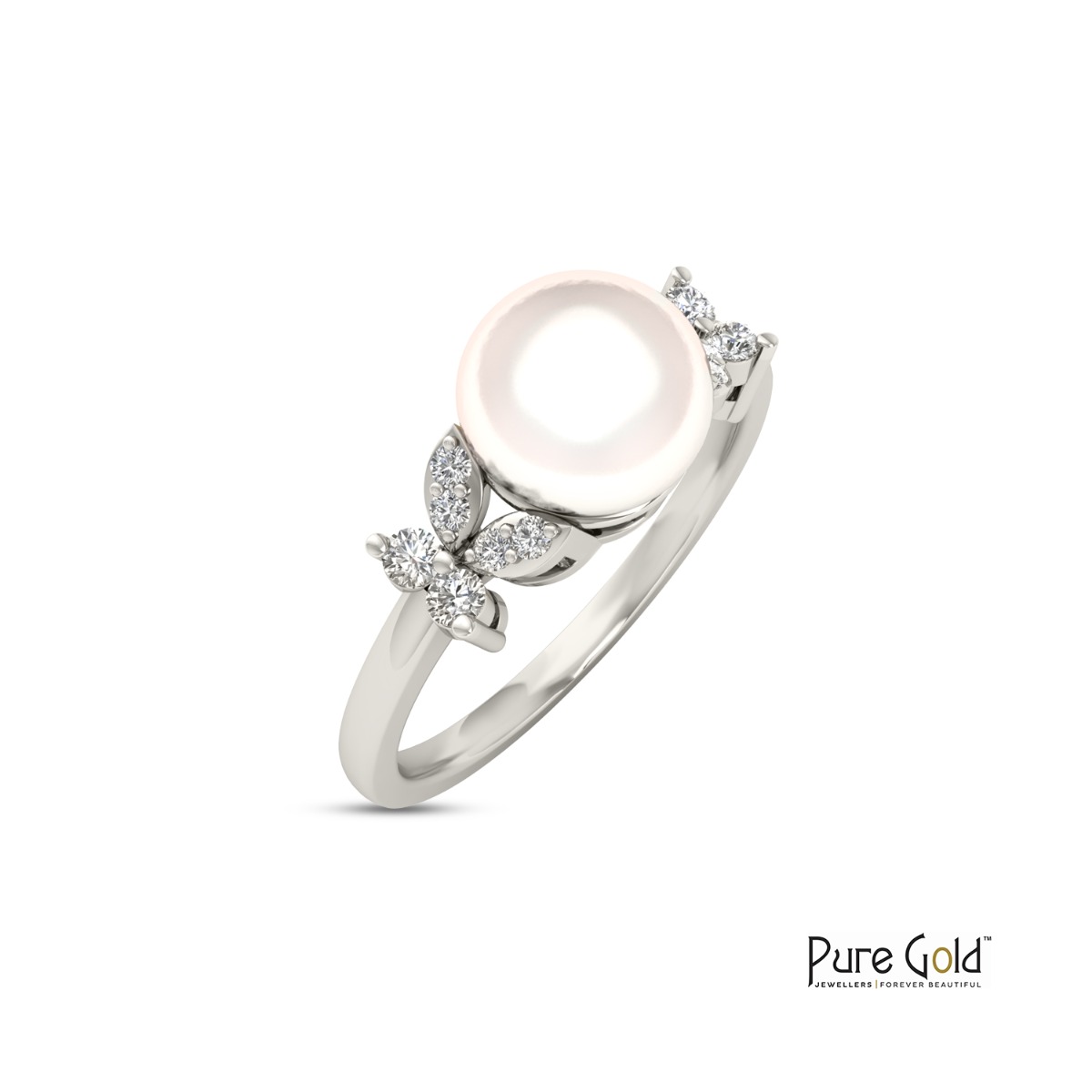 Dawnlight Pearl Ring (0.1 CTS and 18K gold)