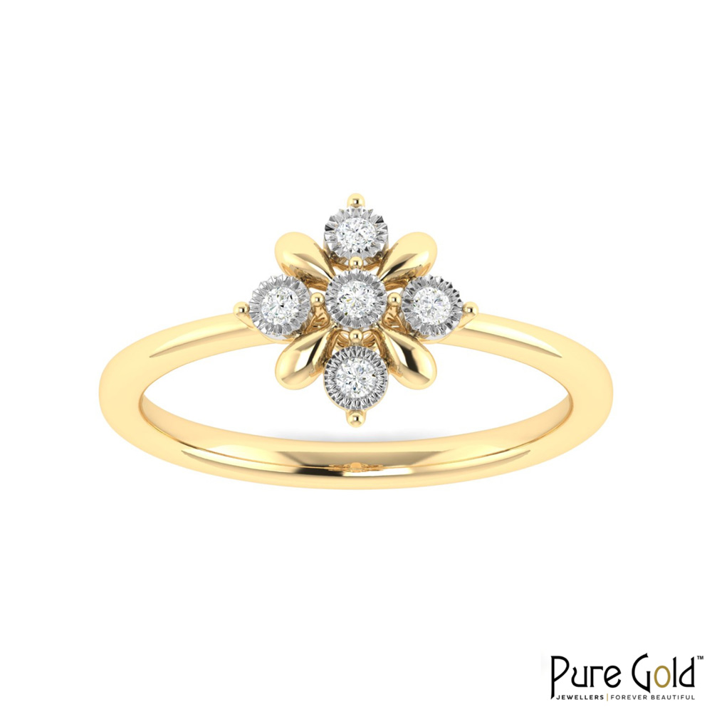 18 Karat Gold Crystal Snow Ring with Diamonds