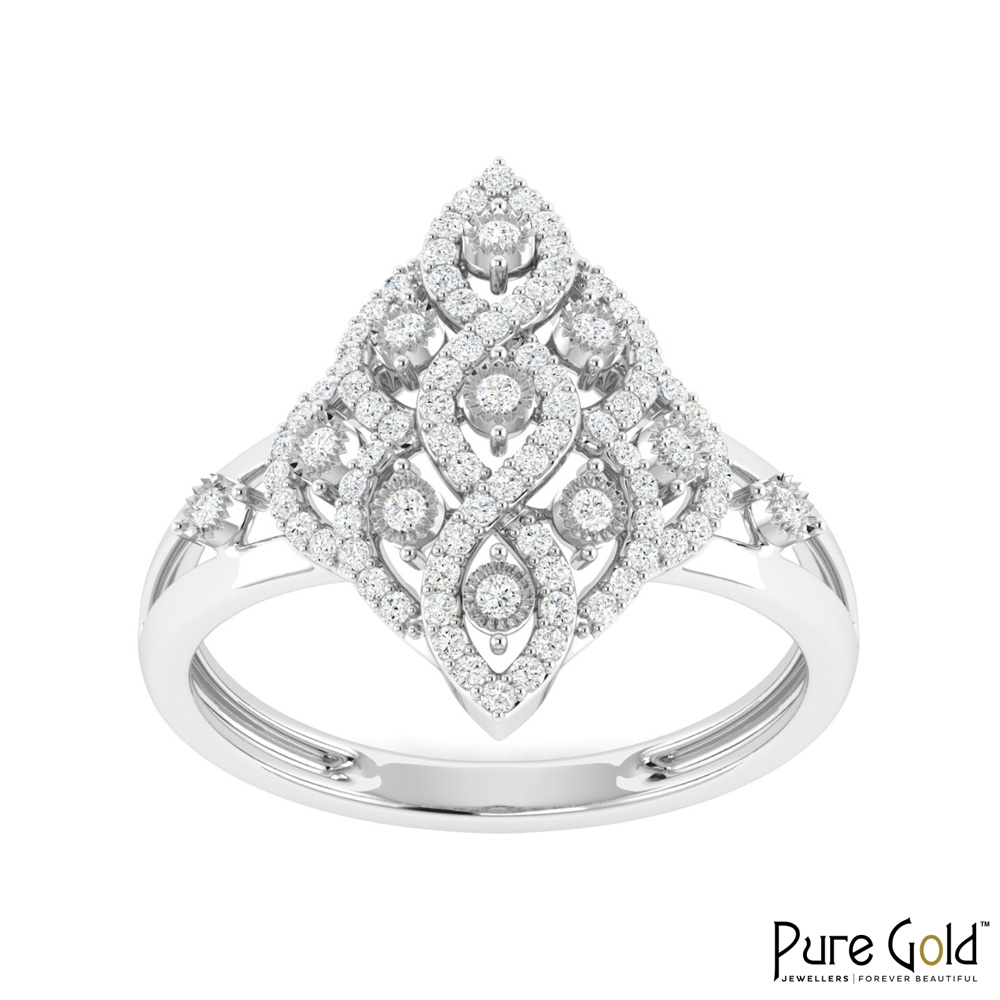18 Karat Gold Celestial Veil Ring with Diamonds