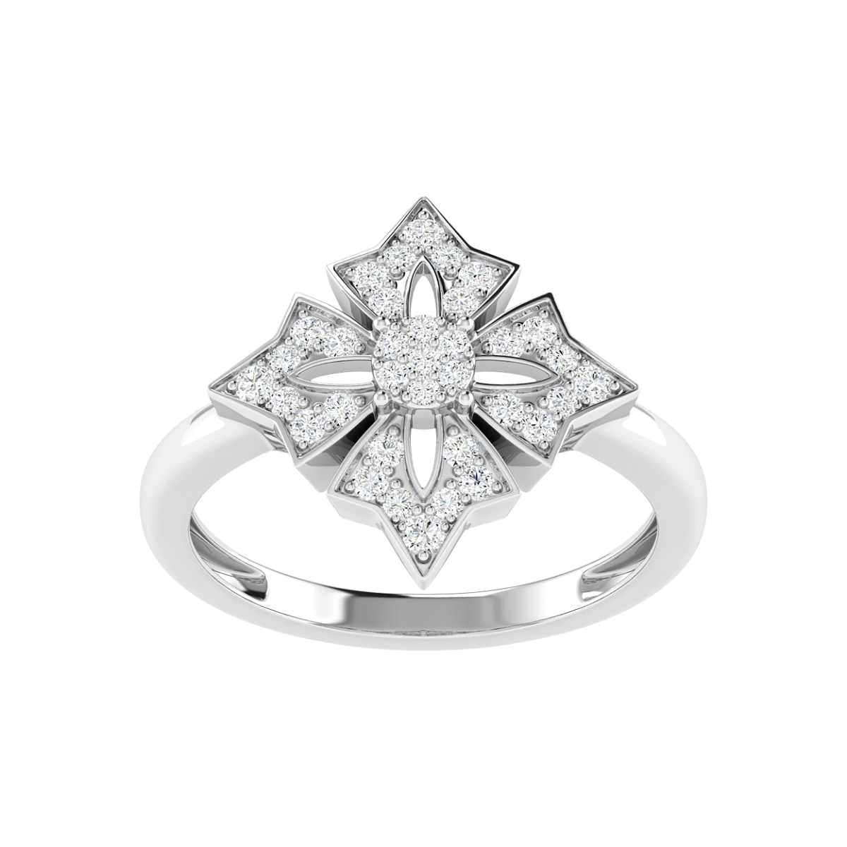 18K Gold Regal Petal Ring with Diamonds