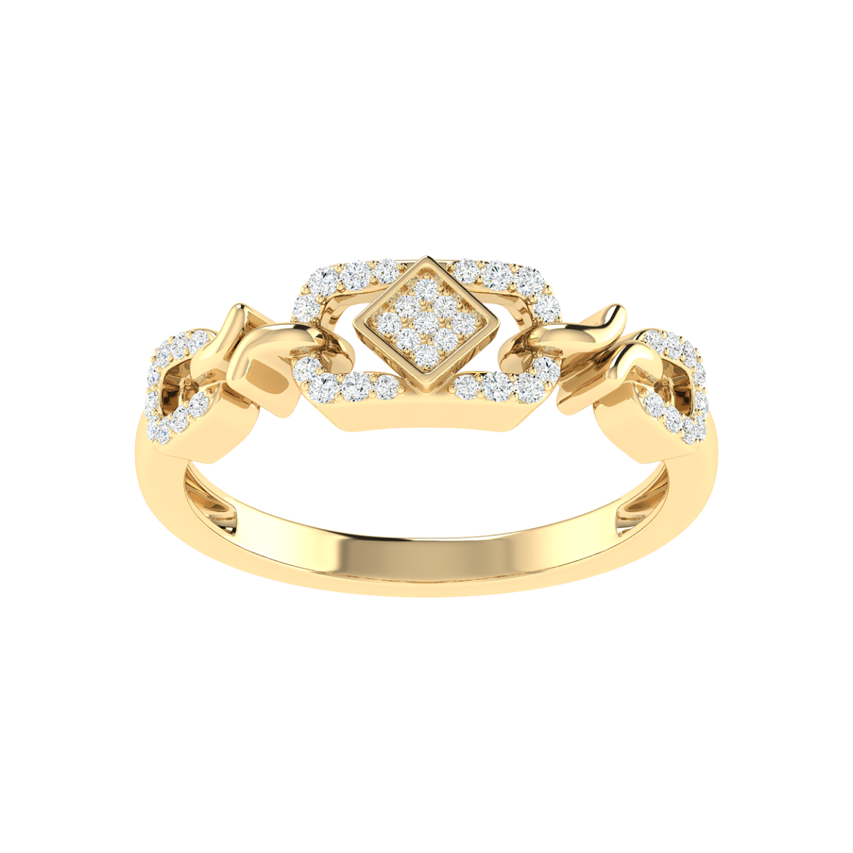 18K Gold Fusion Link Ring with Diamonds