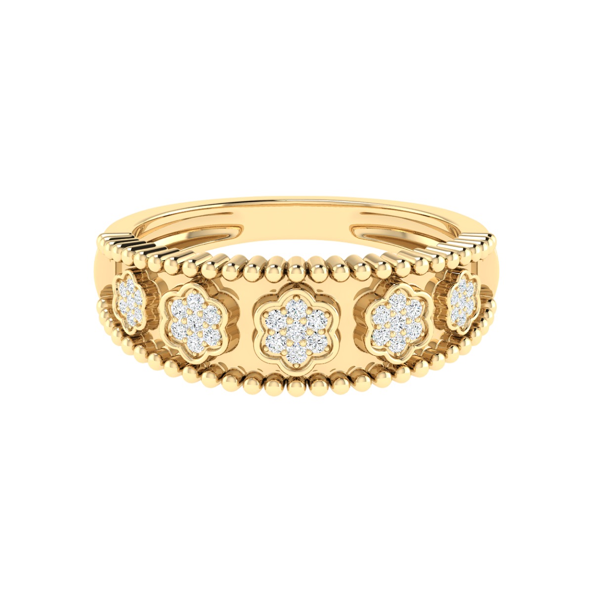 18K Gold Rosy Charm Ring with Diamonds