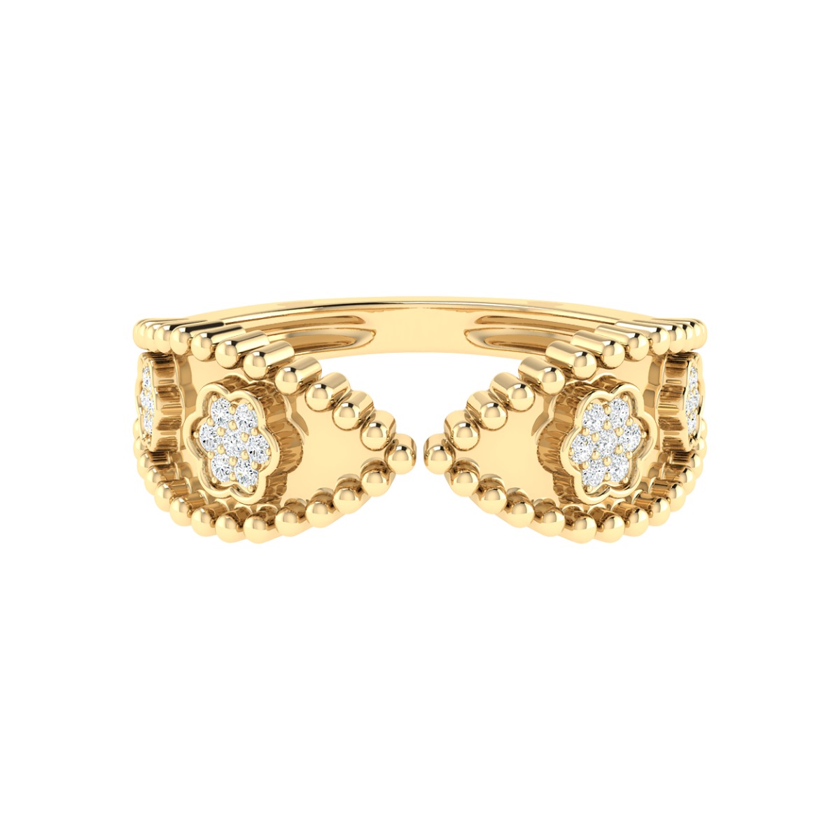 18K Gold Ivy Charm Ring with Diamonds