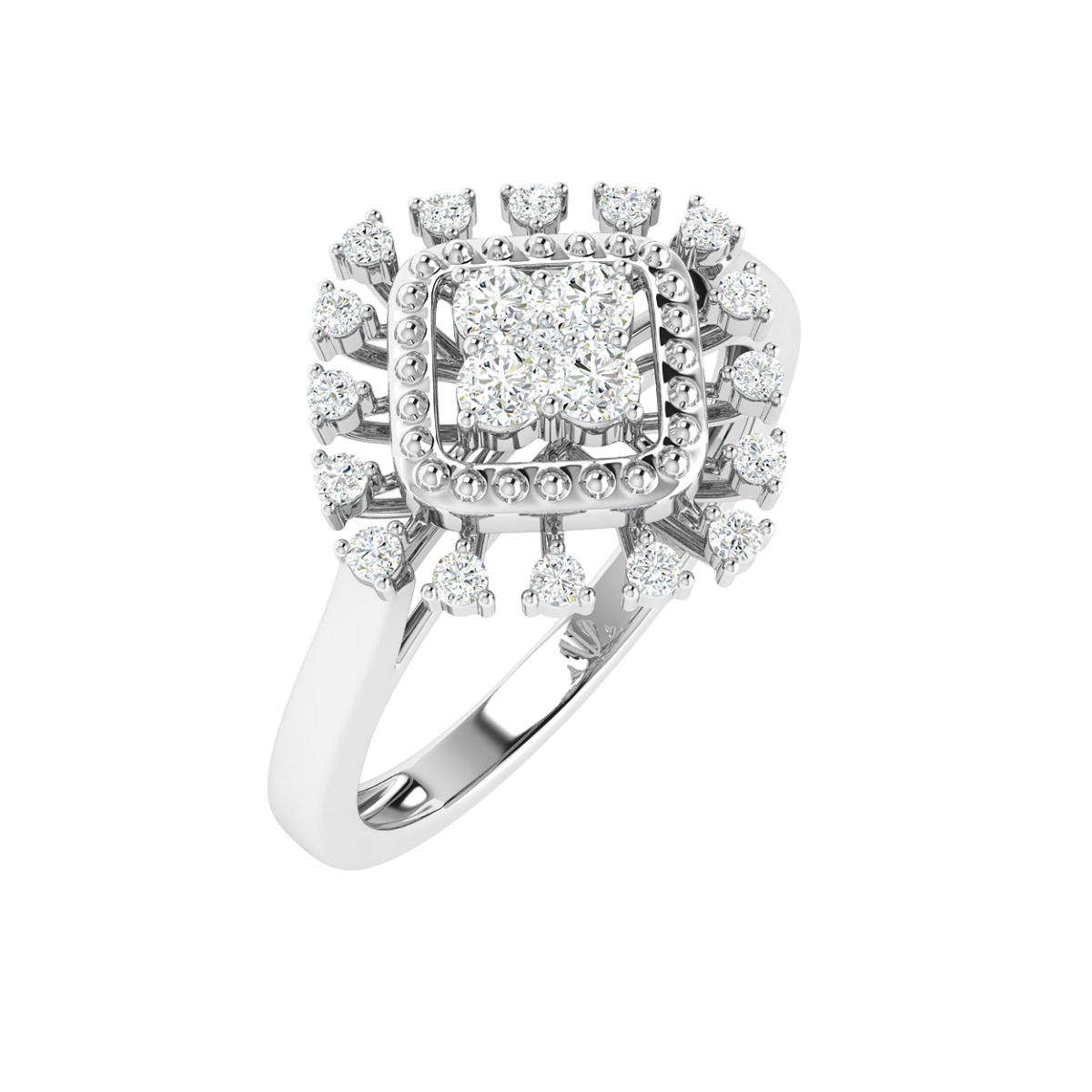 18K Gold Halo Ring with Diamonds