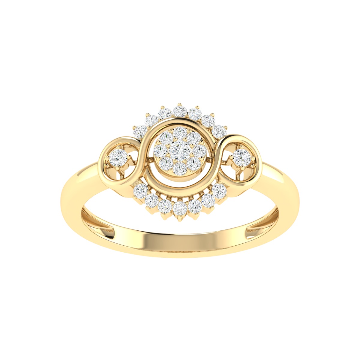 18K Gold Luna Ring with Diamonds