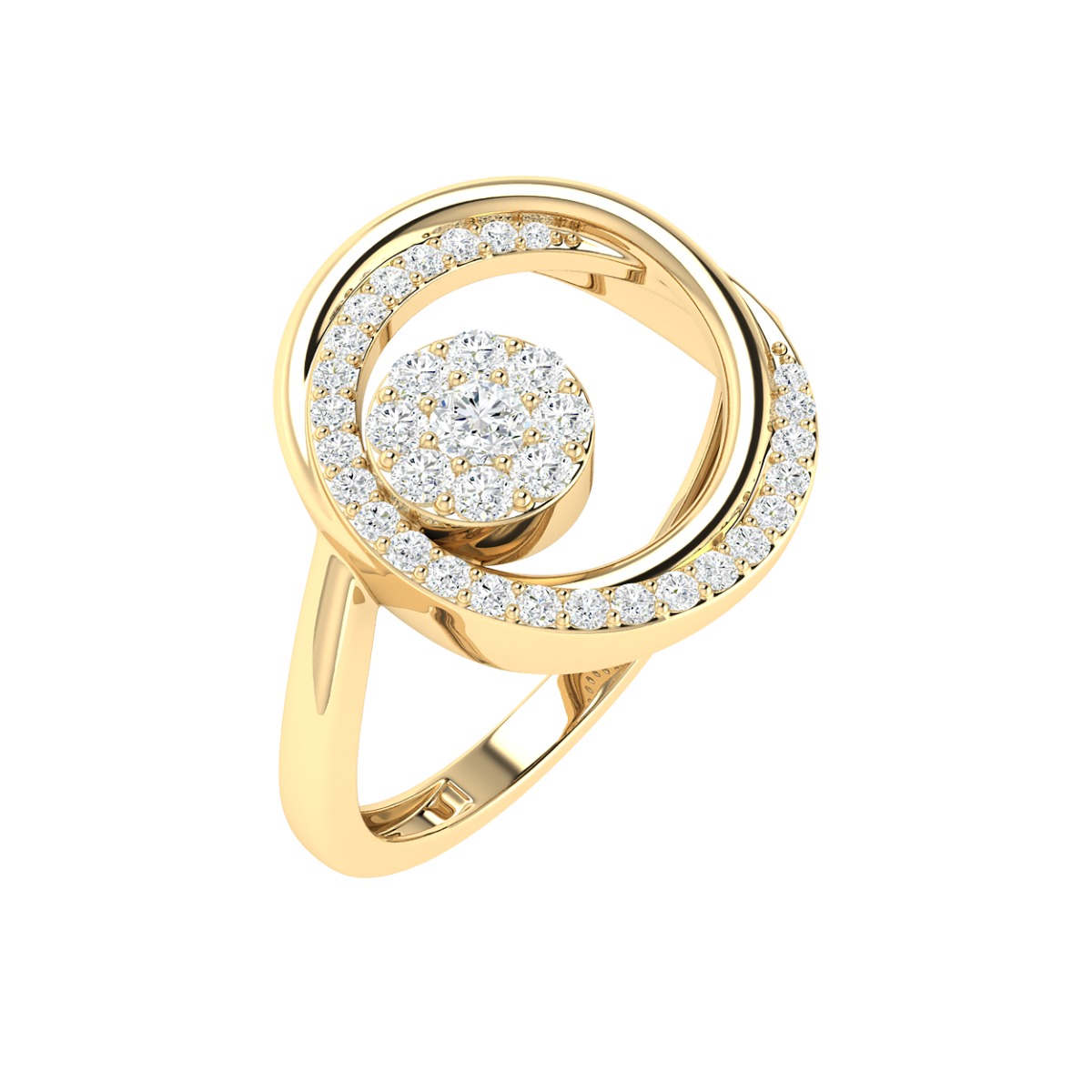 18K Gold Orbit Ring with Diamonds