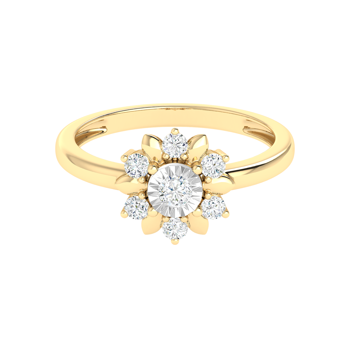 18K Gold Dahlia Ring with Diamonds