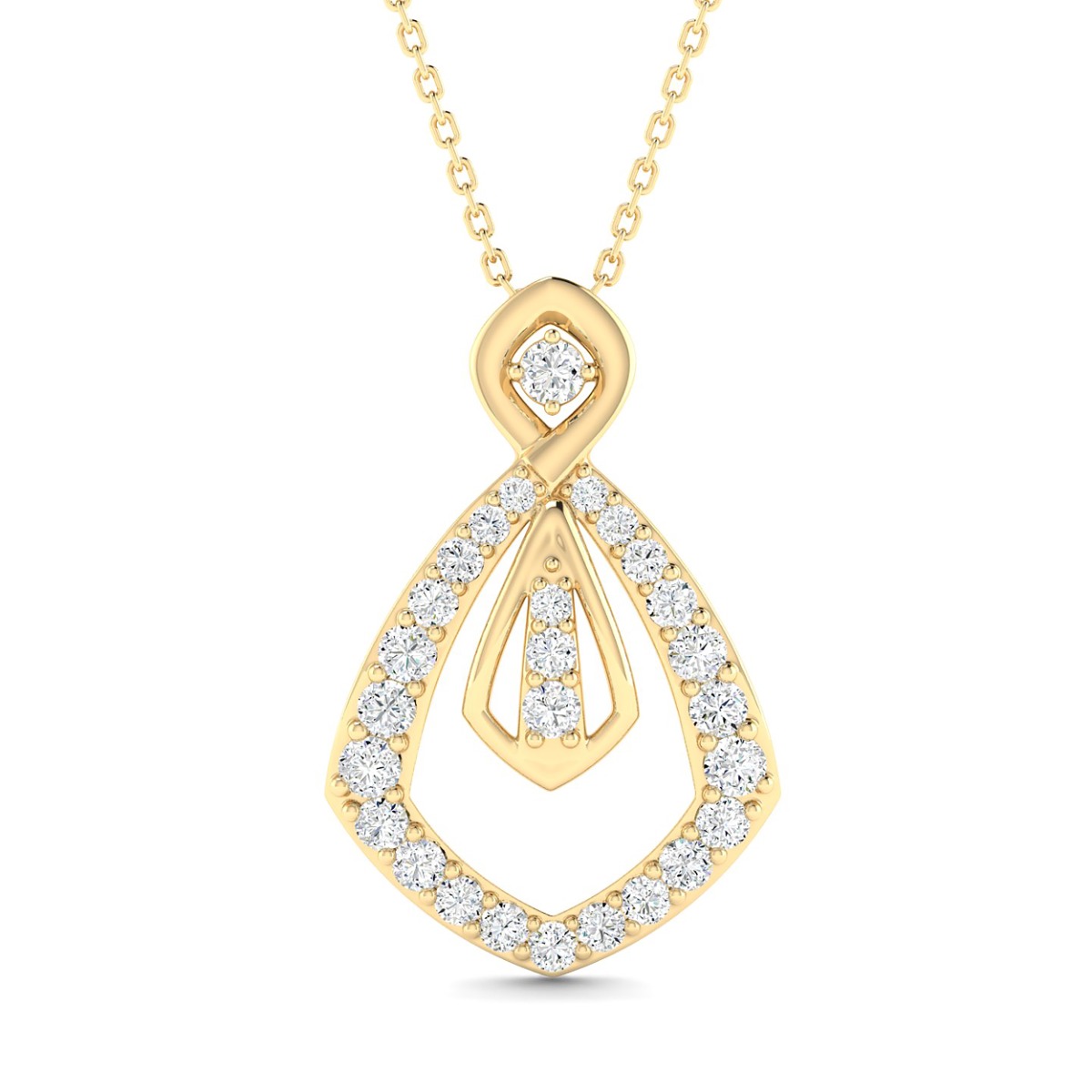 18k Gold Twilight Petal Pendant with Diamonds