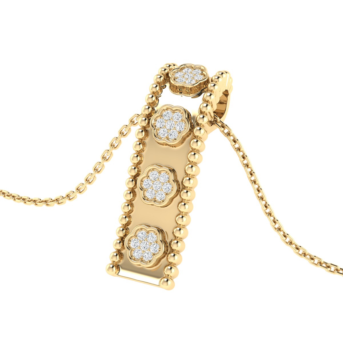 18K Gold Rosy Charm Diamond Pendant with Chain