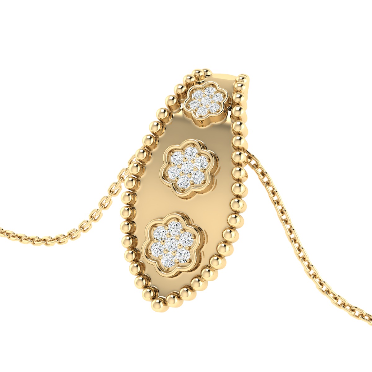 18K Gold Ivy Charm Diamond Pendant with Chain